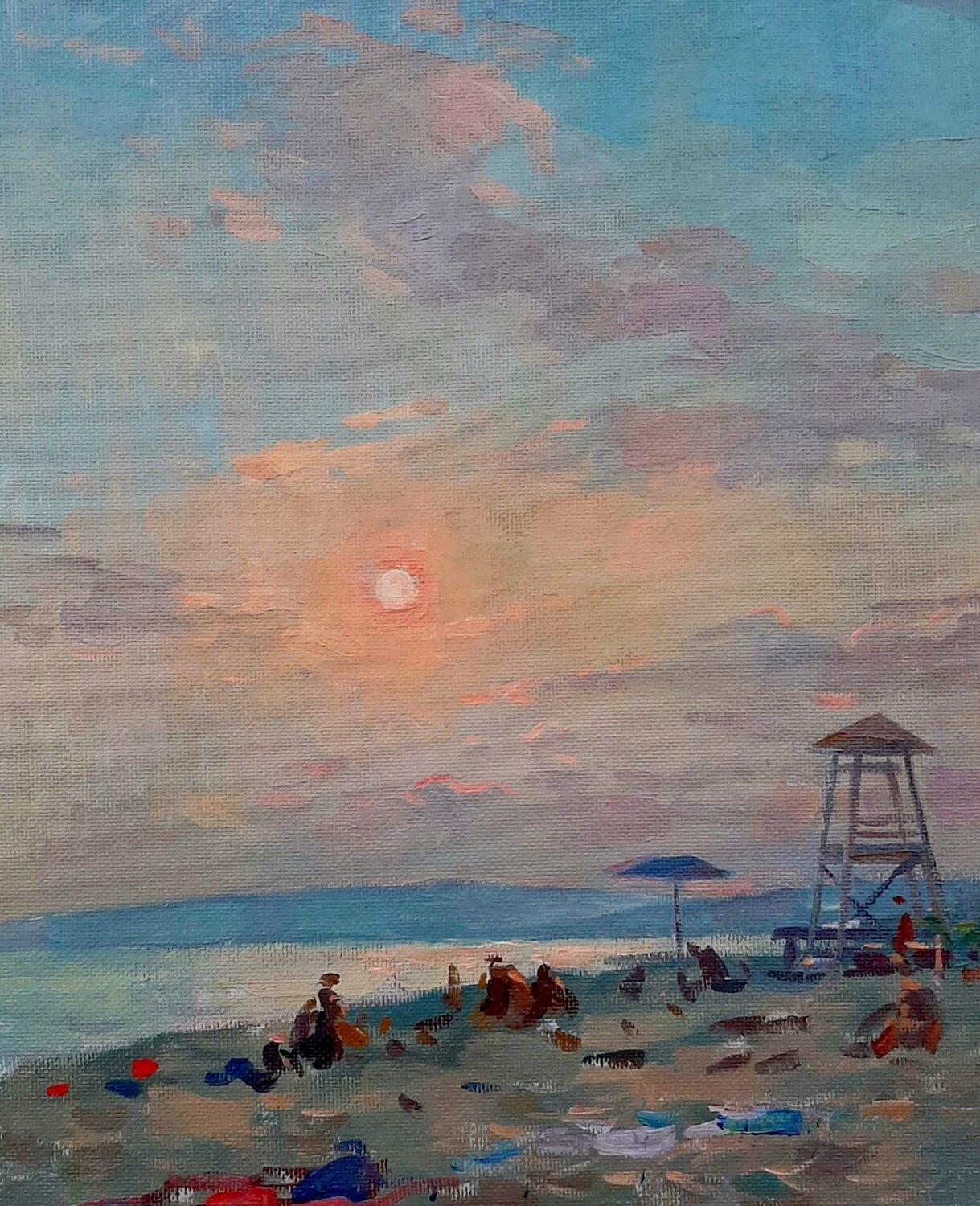 Sunset over lifeguard tower. Serguei Zlenko