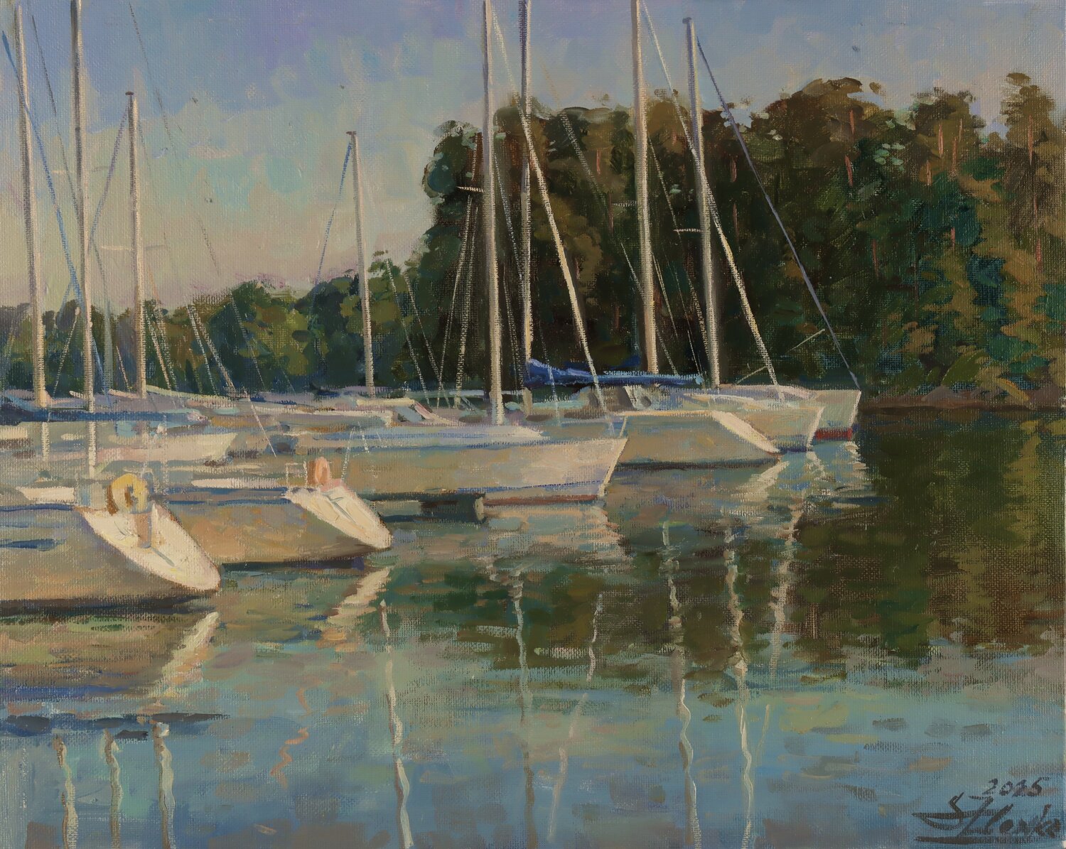 Sailing boats in the evening light Serguei Zlenko