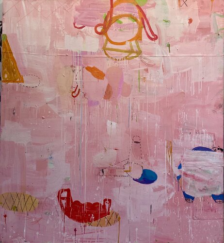 SWIMMING PINK , BARCELONA van Gary Komarin, Schilderij te koop op Singulart