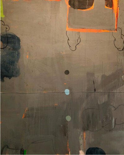 The Vicar's Wife in Grey with Hints of Orange di Gary Komarin, Pittura in vendita su Singulart