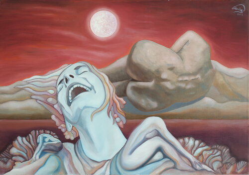 Somebody light a match, Uranus stinks! van Charmaine Lenisa, Schilderij te koop op Singulart