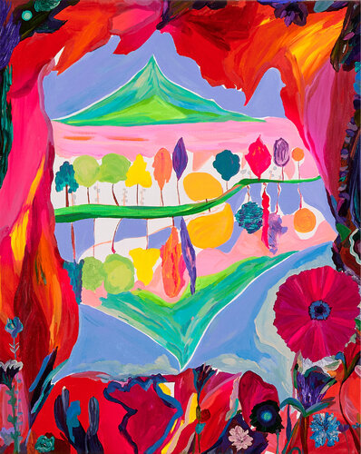 'Reflections of Existence' 'the green mountain' di Ozlem Thompson, Pittura in vendita su Singulart