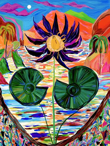 'Reflections of Existence' 'The Purple Lotus' di Ozlem Thompson, Pittura in vendita su Singulart