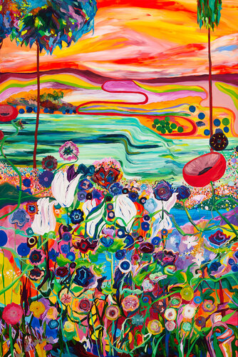 Dreams in my Garden van Ozlem Thompson, Schilderij te koop op Singulart