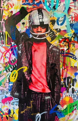 The World of Basquiat van RS Artist, Schilderij te koop op Singulart