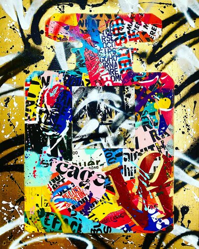 GRAFFITI GOLD FRAGRANCE van RS Artist, Schilderij te koop op Singulart