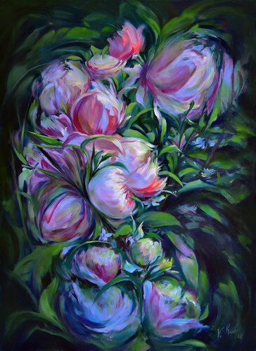 Evening flowers van Vlada Kadymova, Schilderij te koop op Singulart