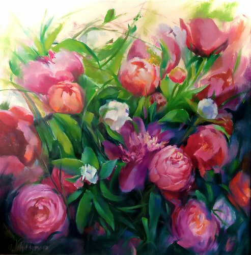 Peonies van Vlada Kadymova, Schilderij te koop op Singulart