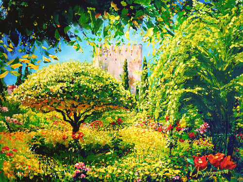 The Flowered Garden .  Alhambra van Vlada Kadymova, Schilderij te koop op Singulart