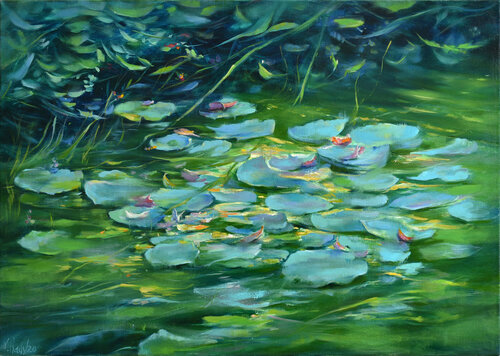 Morning Water Lilies van Vlada Kadymova, Schilderij te koop op Singulart