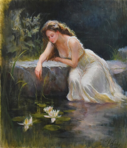 Evening Waterlilies van Vlada Kadymova, Schilderij te koop op Singulart