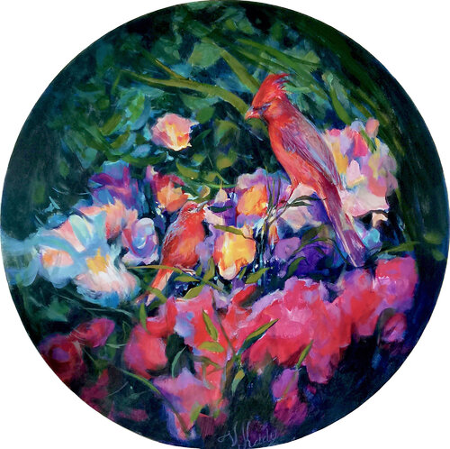 Birds and Flowers de Vlada Kadymova, Pintura a la venta en Singulart