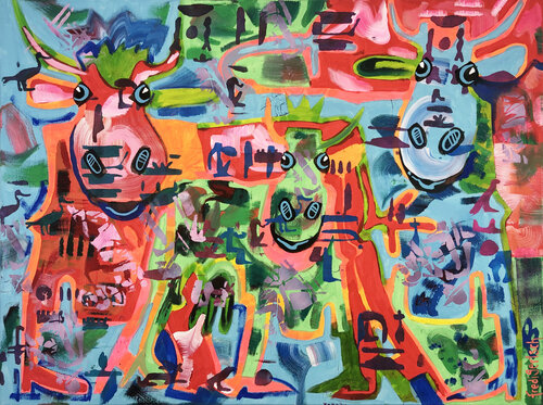 RedGangGirls van Fredi Gertsch, Schilderij te koop op Singulart