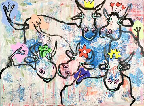 We are family van Fredi Gertsch, Schilderij te koop op Singulart