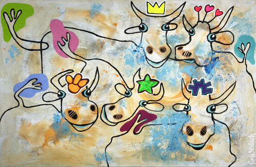 We are family van Fredi Gertsch, Schilderij te koop op Singulart