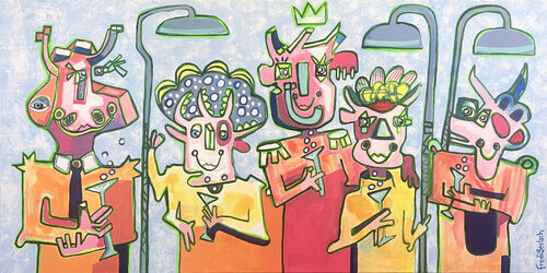 Party Time in the Shower van Fredi Gertsch, Schilderij te koop op Singulart
