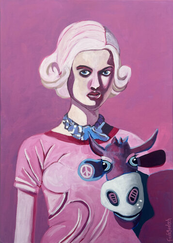 Barbie & VogelLisi di Fredi Gertsch, Pittura in vendita su Singulart
