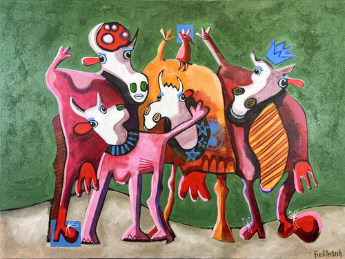 RedGangGirls Los Angeles van Fredi Gertsch, Schilderij te koop op Singulart