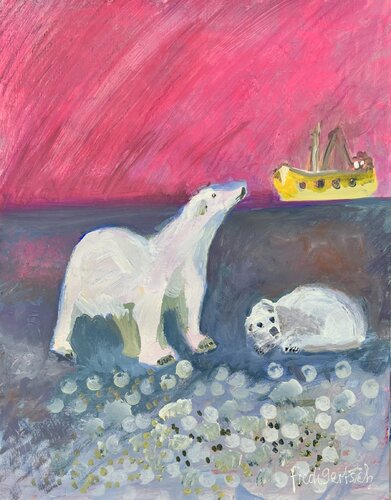 Polarbär nur wir zwei van Fredi Gertsch, Schilderij te koop op Singulart