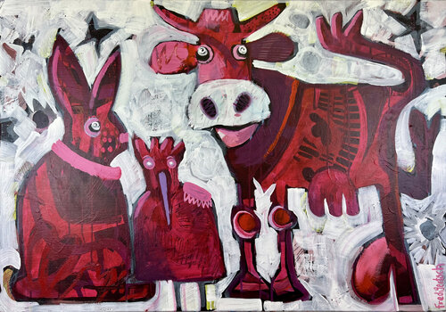 Simply Red Cow de Fredi Gertsch, Pintura a la venta en Singulart