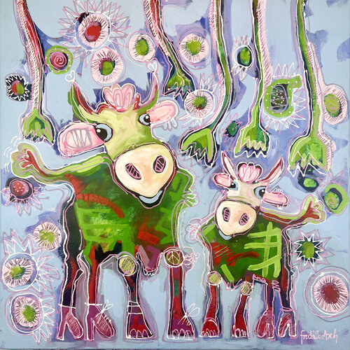 Flower Power Girls von Fredi Gertsch, Malerei kaufen auf Singulart