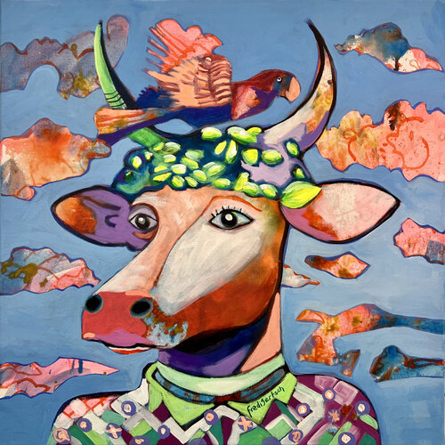 VogelLisi über den Wolken von Fredi Gertsch, Malerei kaufen auf Singulart