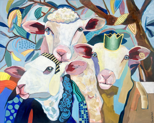 Three Queens - Peaceful Sheep von Fredi Gertsch, Malerei kaufen auf Singulart