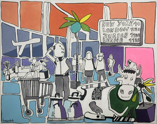 LillyBelle am Flughafen di Fredi Gertsch, Pittura in vendita su Singulart