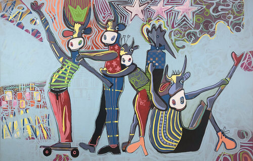 With a little help from my friends van Fredi Gertsch, Schilderij te koop op Singulart