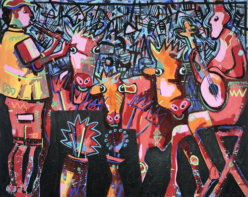 RedGangGirls without Piano di Fredi Gertsch, Pittura in vendita su Singulart