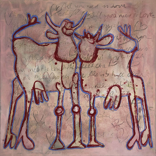Just We Two (cave painting edition) van Fredi Gertsch, Schilderij te koop op Singulart