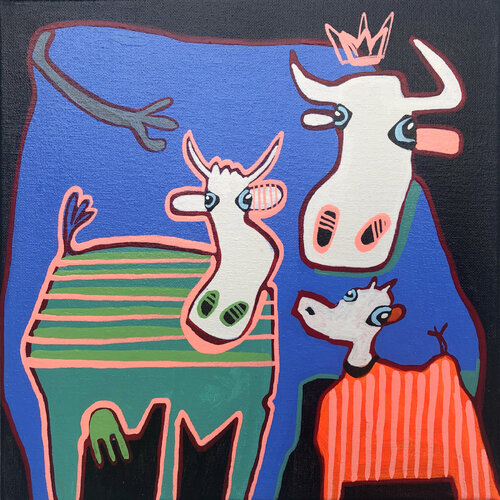 Cows of Color van Fredi Gertsch, Schilderij te koop op Singulart