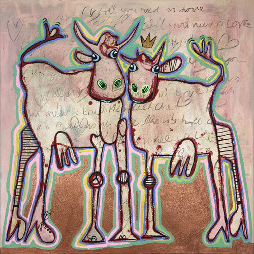 All you need is love van Fredi Gertsch, Schilderij te koop op Singulart
