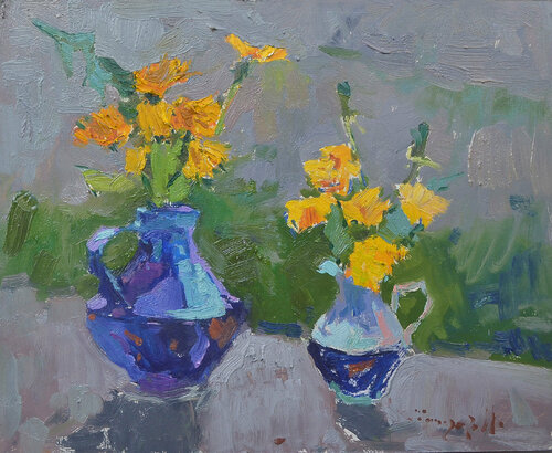 Dandelion _ oil on cardboard van Alexander Shandor, Schilderij te koop op Singulart