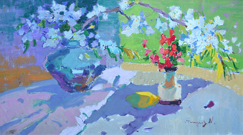 Cherry branch _ oil on cardboard Alexander Shandor