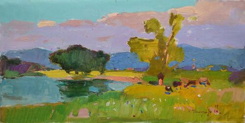 Study on the river par Alexander Shandor, Peinture en vente sur Singulart