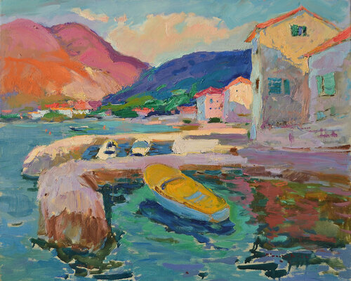 Yellow Boat par Alexander Shandor, Peinture en vente sur Singulart