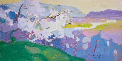 Spring bloom _ oil on cardboard von Alexander Shandor, Malerei kaufen auf Singulart