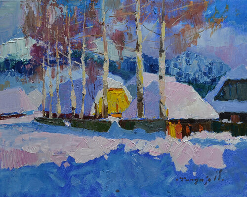 Frosty day _ oil on canvas on cardboard di Alexander Shandor, Pittura in vendita su Singulart