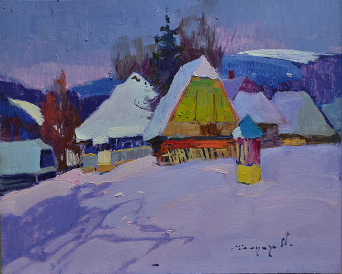 Pink evening _ oil on canvas on cardboard Alexander Shandor