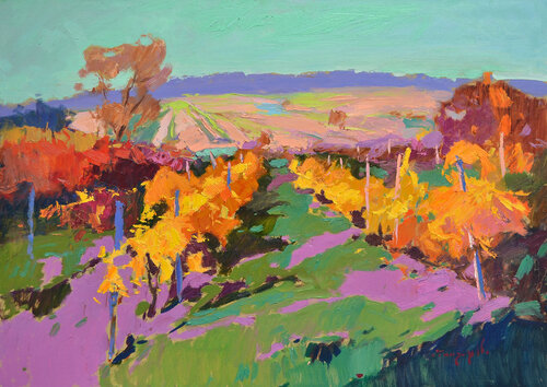 The Evening Vineyards by Alexander Shandor, Painting for Sale on Singulart