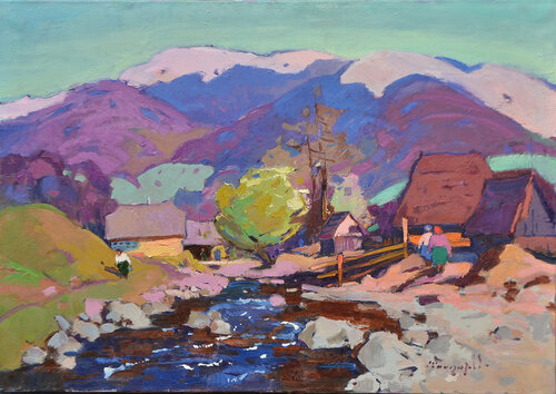 Spring in the village of Negrovets van Alexander Shandor, Schilderij te koop op Singulart