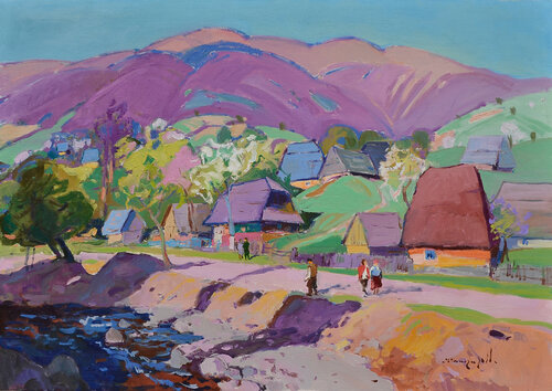 Festive Day in Verkhovyna van Alexander Shandor, Schilderij te koop op Singulart