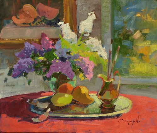 Spring has awakened the lilac di Alexander Shandor, Pittura in vendita su Singulart