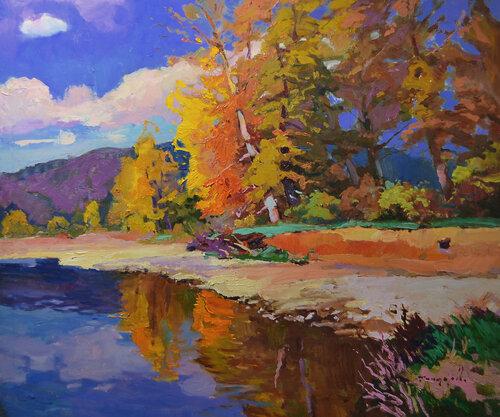 Autumn on the Tisza River von Alexander Shandor, Malerei kaufen auf Singulart