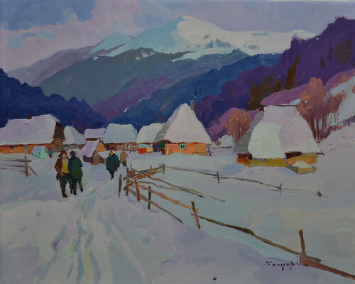 The Road To The Native Village di Alexander Shandor, Pittura in vendita su Singulart