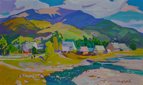River Among the Heights van Alexander Shandor, Schilderij te koop op Singulart