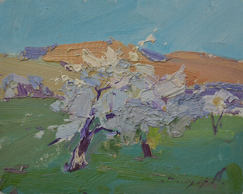 Apple Tree in Bloom van Alexander Shandor, Schilderij te koop op Singulart