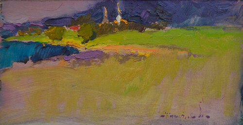 View of the Village di Alexander Shandor, Pittura in vendita su Singulart