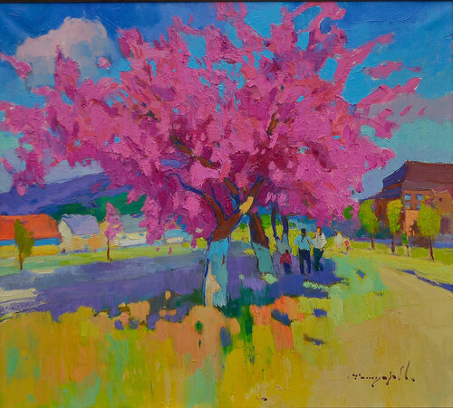 Sakura is Blooming par Alexander Shandor, Peinture en vente sur Singulart